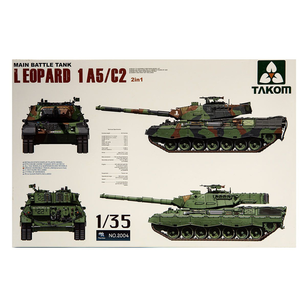 2004 Takom сборная модель Основной боевой танк Leopard 1 A5/C2 (2 в 1), 1:35  #1