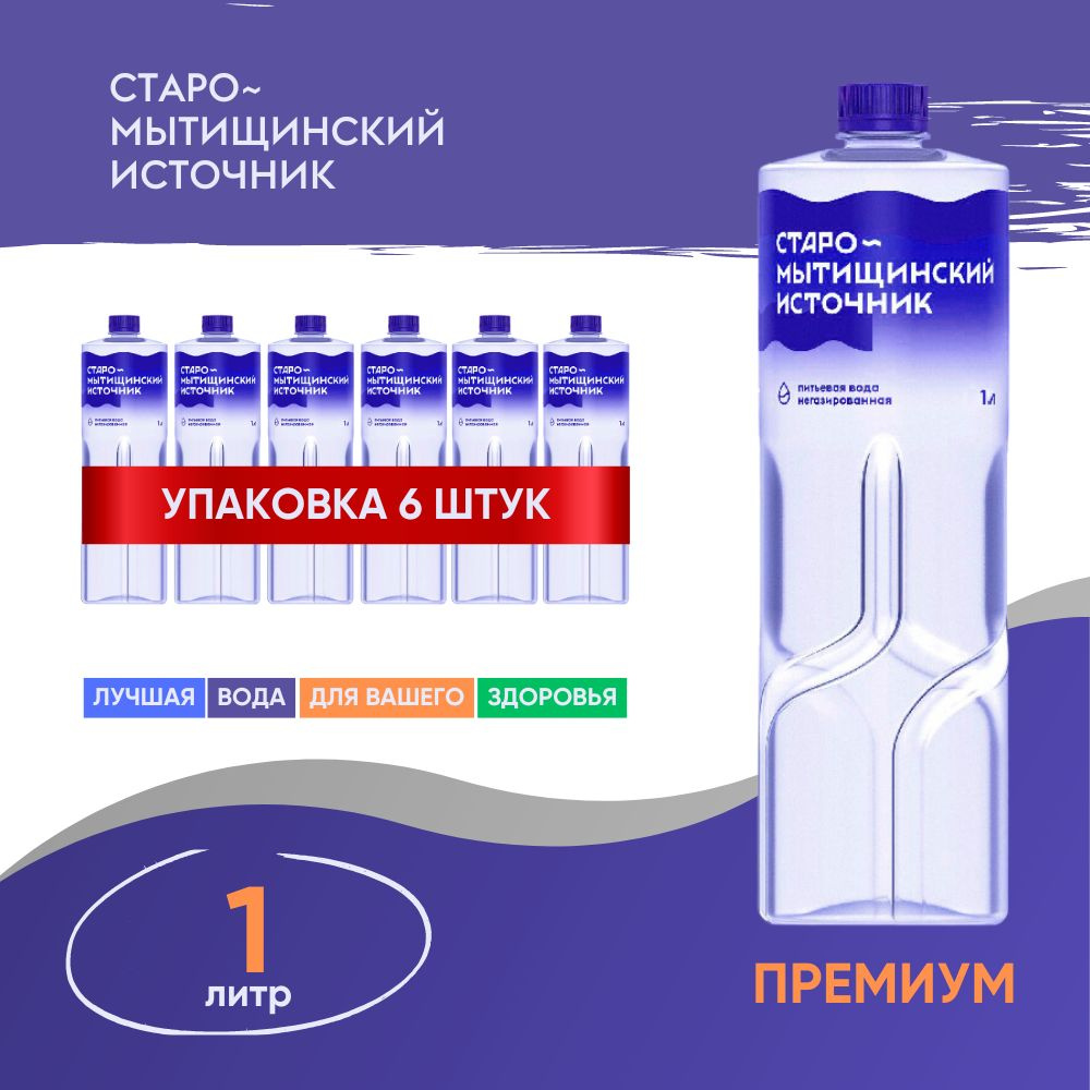 СТАРО-МЫТИЩИНСКИЙ ИСТОЧНИК Вода Питьевая Негазированная 1000мл. 6шт  #1