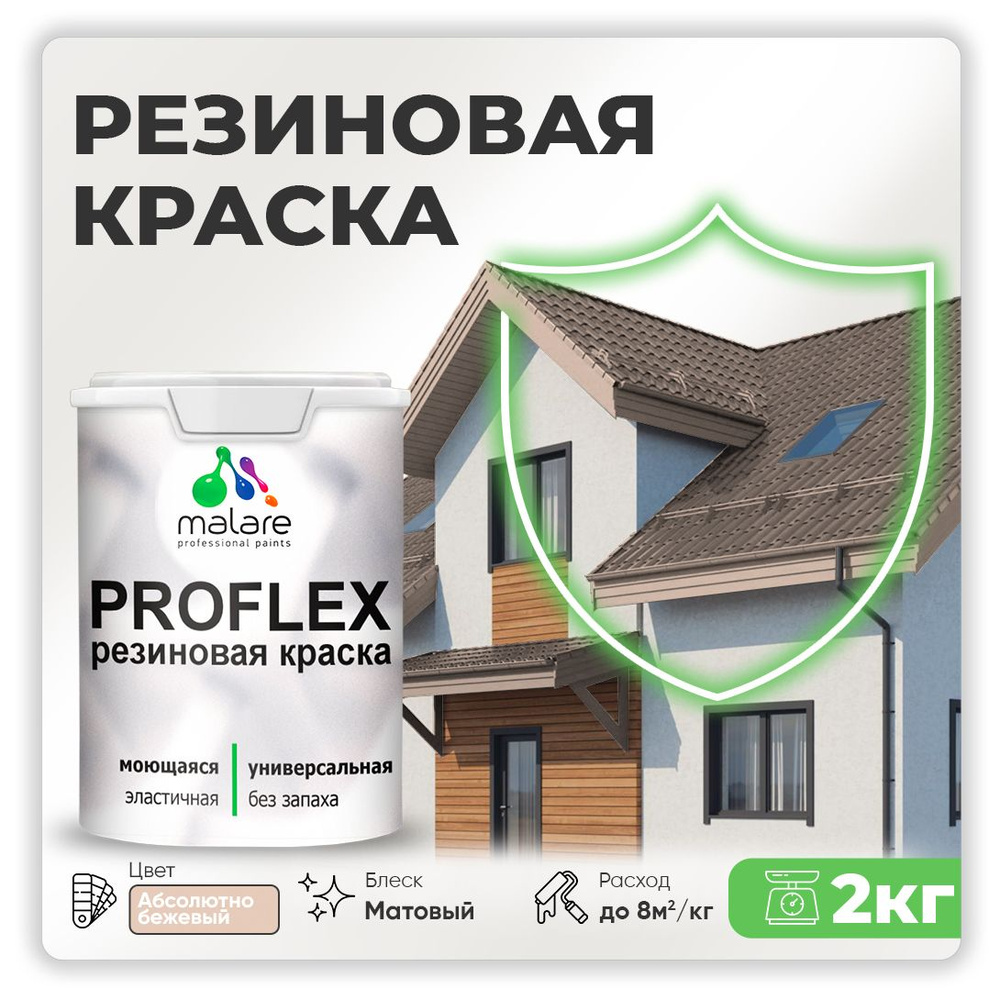 Краска резиновая Malare ProfleX (серия "Яркие тона") жидкая резина для наружных и внутренних работ, быстросохнущая #1