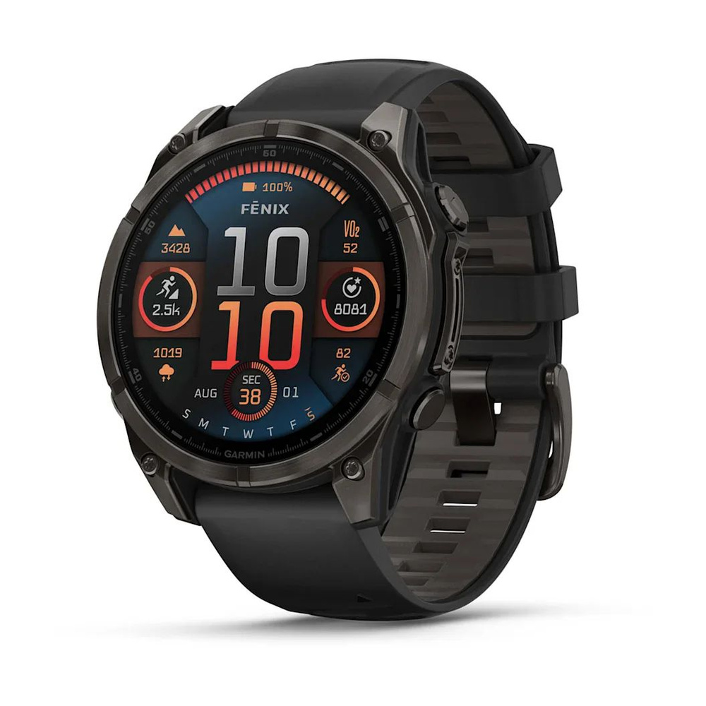 Часы Garmin fenix 8 - 47 mm, AMOLED, Sapphire Schwarz/Carbongrau Titan DLC/угольно-черный DLC, пепельно-черный #1