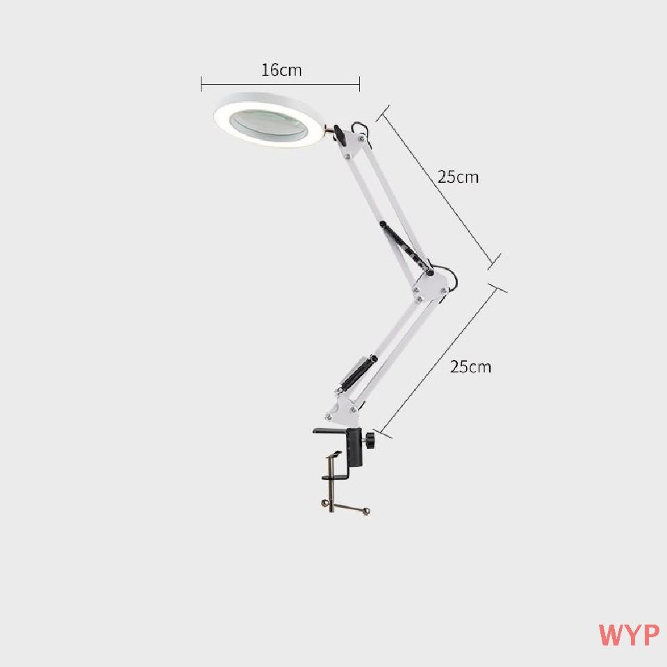 Лампа настольная с лупой 10X, на гибком кронштейне 25x25 см, на струбцине, линза 105 мм, подсветка - #1