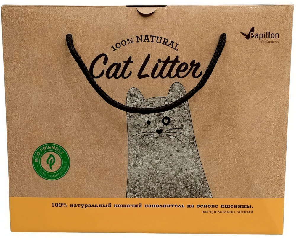 Наполнитель Papillon Eco Friendly Cat Litter для кошек, экологичный комкующийся с пшеничными гранулами, #1