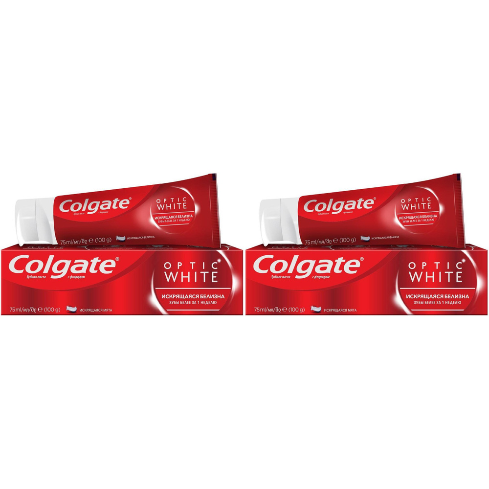 Зубная паста Colgate Optic white мята 75 мл, набор: 2 штуки #1