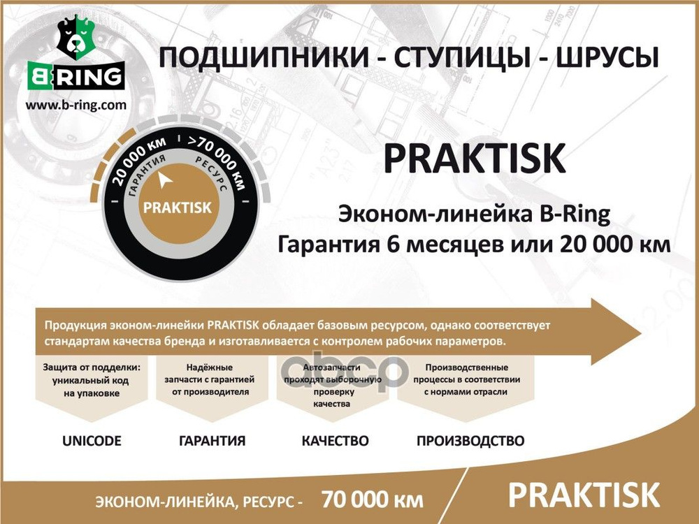 Подшипник Ступицы Renault Logan (04-) (Задн.) Шарик. 25X52x37 (Pbs2002e) B-Ring Praktisk (Эконом)  #1