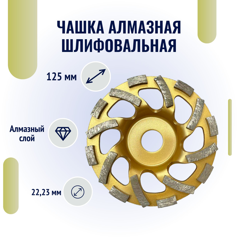 Чашка алмазная шлифовальная 125 мм СЕГМЕНТ NEW, 22.23 мм #1