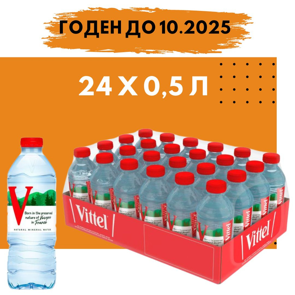 Vittel 0.5 л * 24 шт. / Виттель 0,5 л, Вода минеральная негазированная 0,5л, ПЭТ Франция  #1