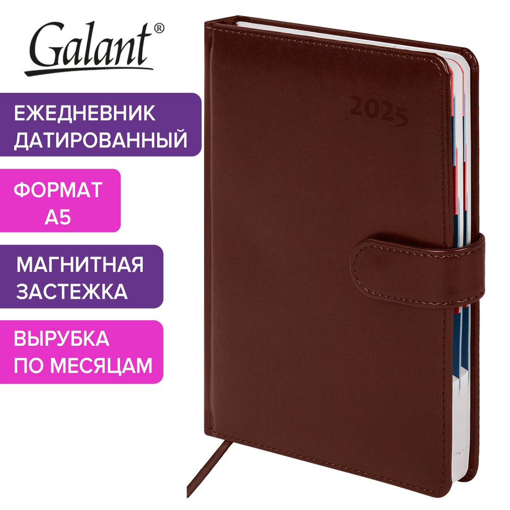 Ежедневник датированный 2025 А5 148х218 мм GALANT Ritter , под кожу, коричневый, 115715  #1