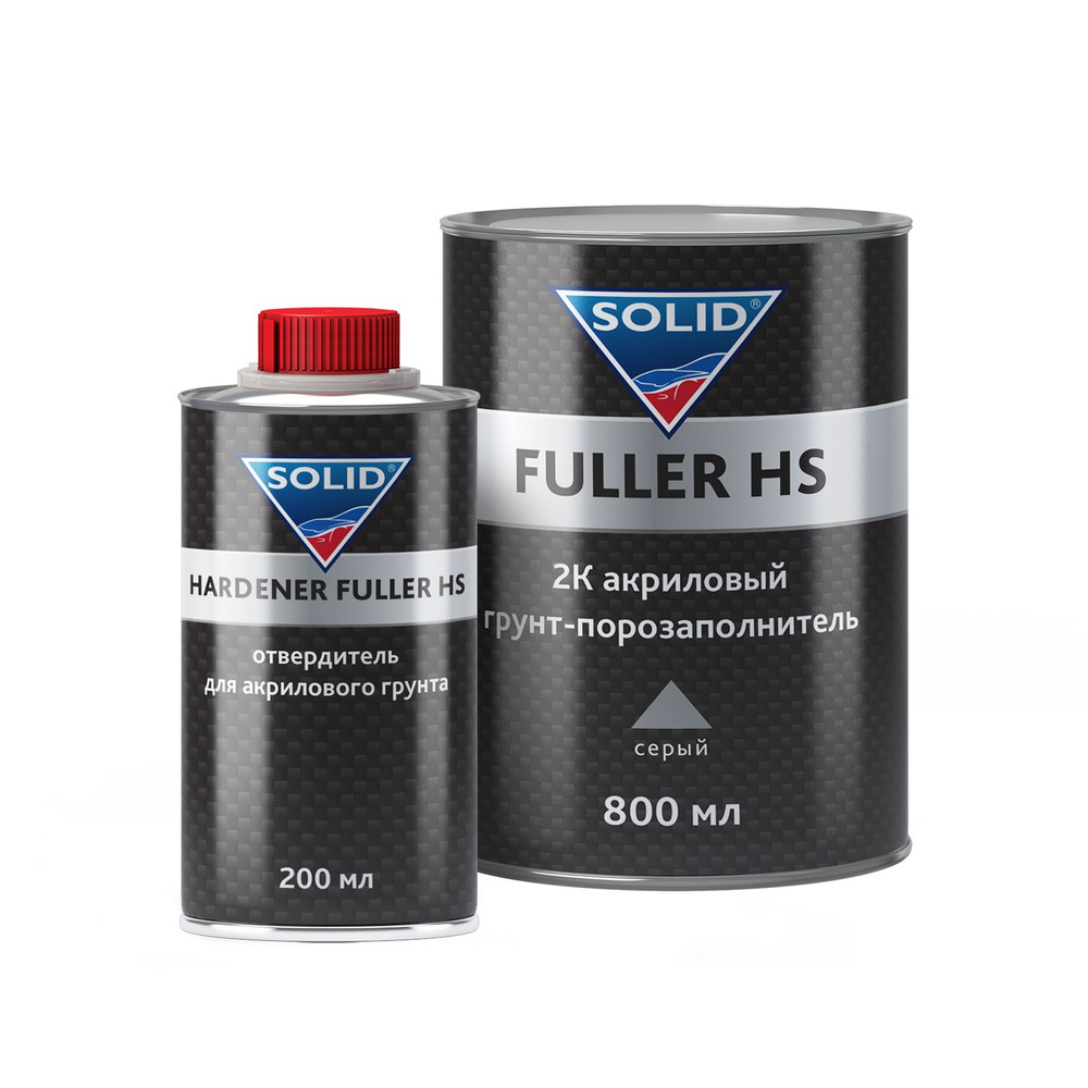 Грунт-наполнитель автомобильный SOLID PROF FULLER HS GREY (800+200 мл) 4+1, цвет: серый + отвердитель. #1