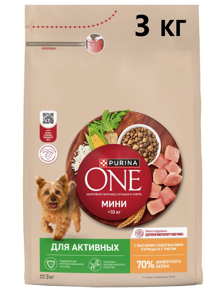 Сухой корм для собак PURINA ONE МИНИ мелких и карликовых пород при активном образе жизни, с курицей и #1