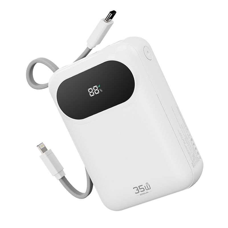 Внешний аккумулятор карманный ROCK Y11 Mini Series Power Bank with Cable 20000mAh 35w белый  #1