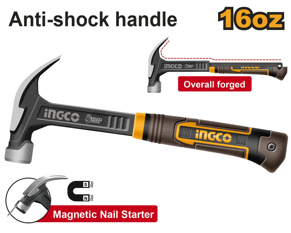 Молоток-гвоздодер INGCO 450 гр INDUSTRIAL #1