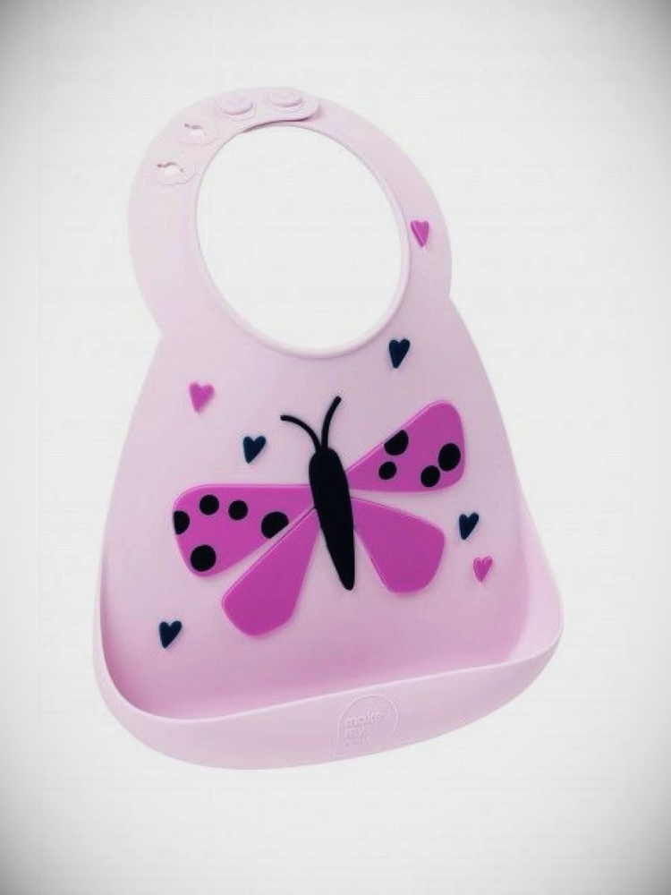 Нагрудник Make my day Baby Bib Butterfly розовый #1