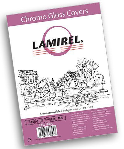 Обложки для переплета Lamirel Chromolux A4, картонные, глянцевые, цвет: красный, 230г/м, 100шт  #1