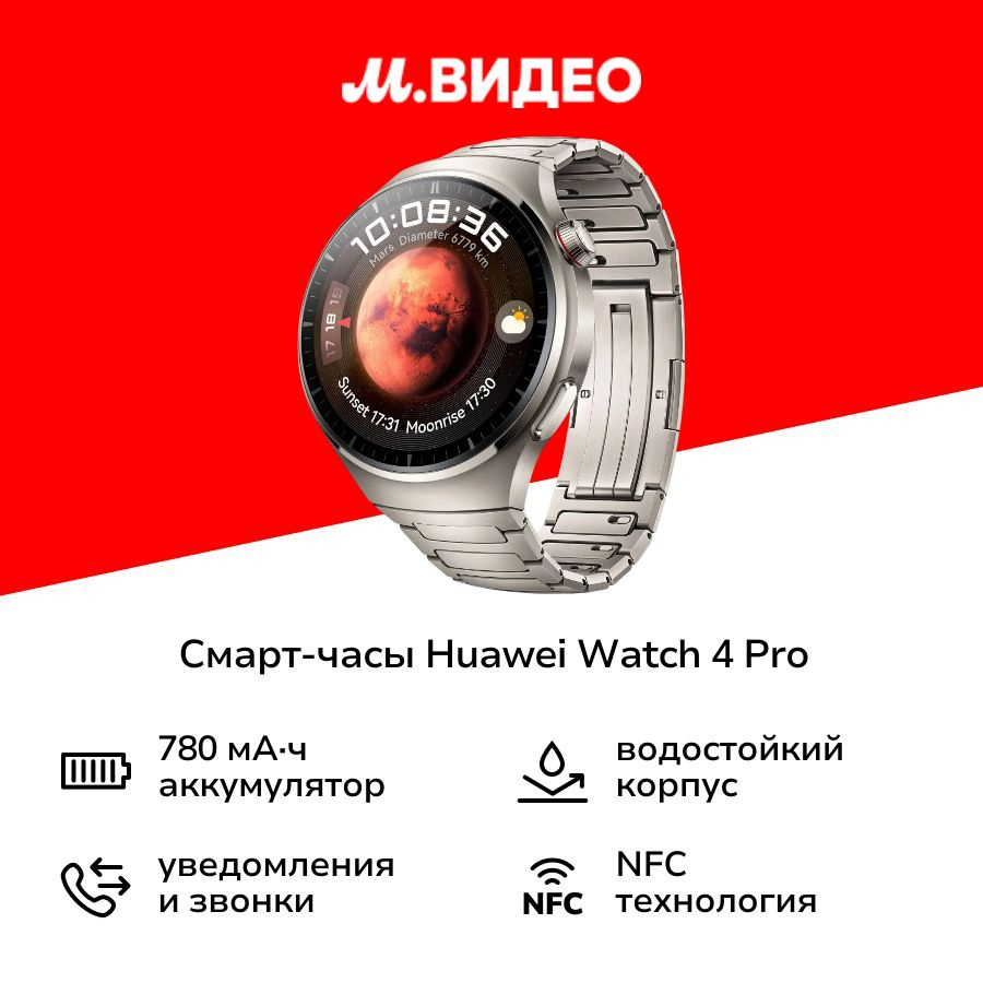 Умные часы HUAWEI Watch 4 Pro Titanium Case with Titanium Strap 38mm MDS-AL00(55020APC), Титан  #1