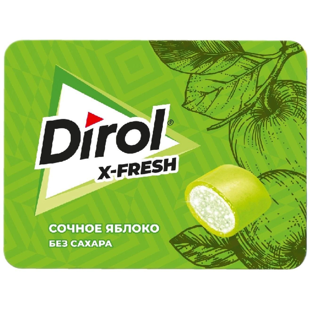 Жевательная резинка DIROL X-FRESH сочное яблоко без сахара со вкусом яблока,12 шт по 16г  #1