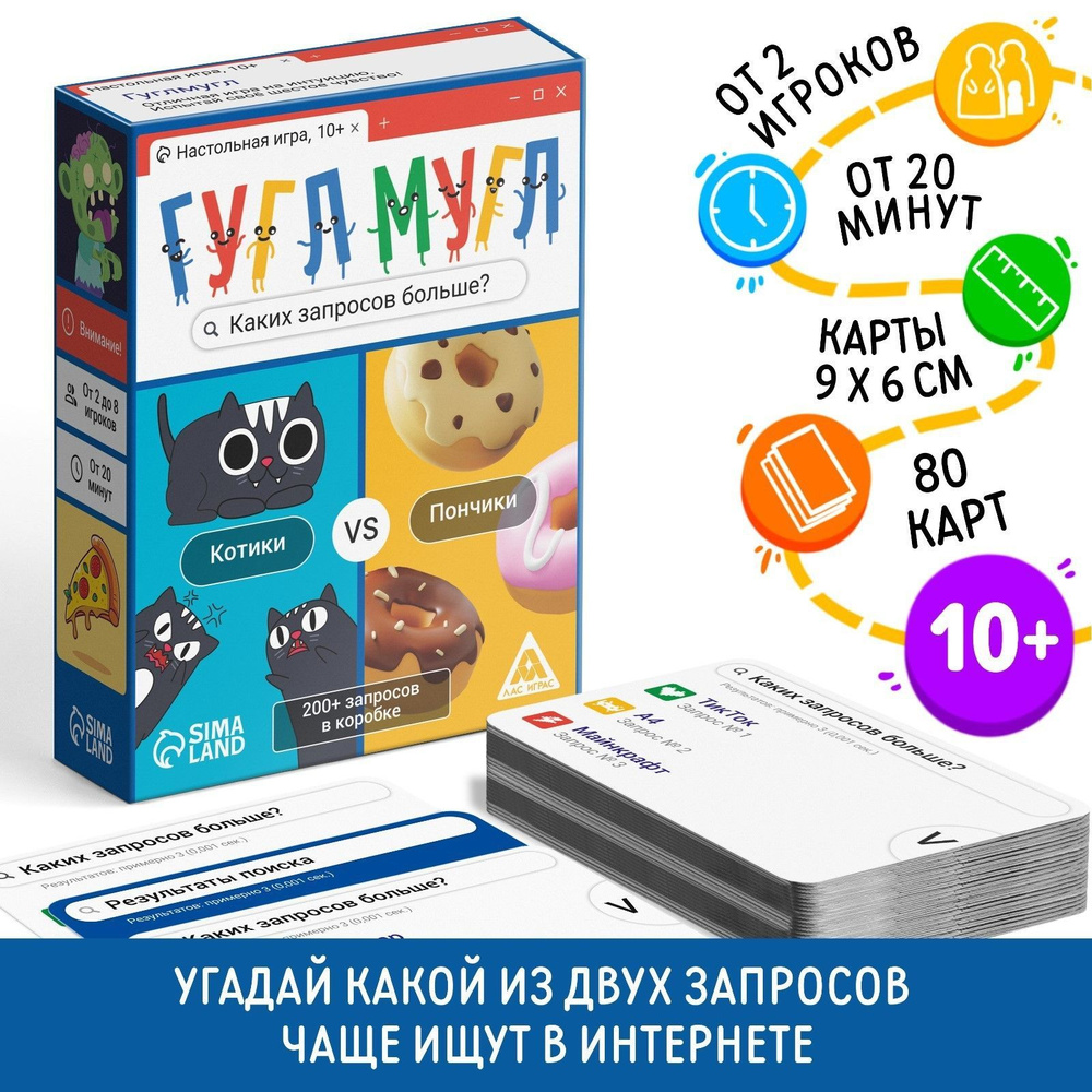 Настольная игра "Гугл-мугл", 80 карт, 200+ запросов в коробке, 10+  #1