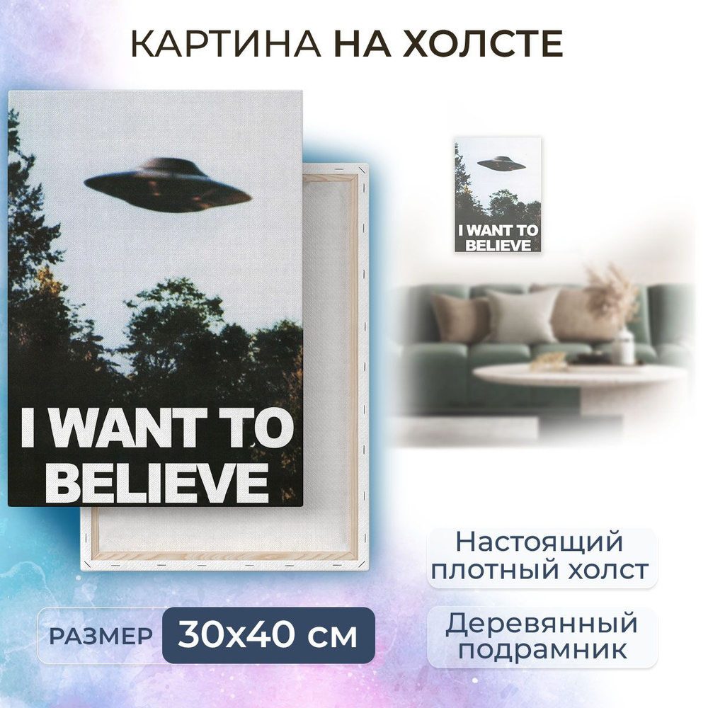 Картина на холсте, репродукция / I Want to Believe - Я хочу верить / Размер 30 x 40 см  #1