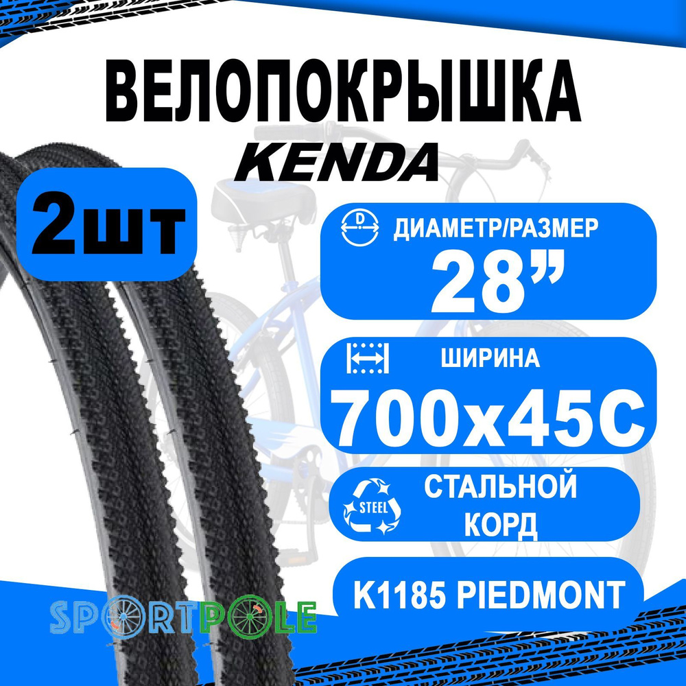 Комплект покрышек 2 шт 700х45С 5-527801 (45-622) K1185 PIEDMONT 30TPI низкий (25) PREMIUM KENDA  #1