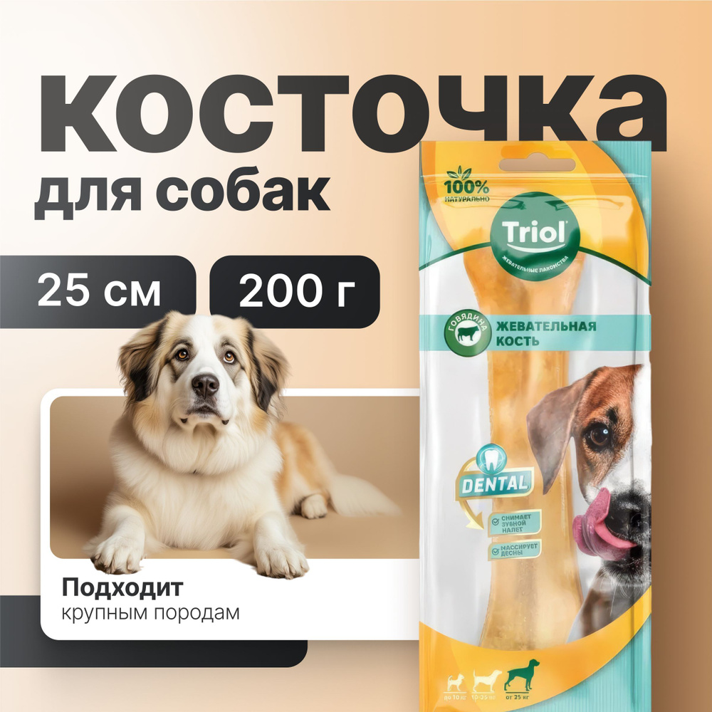 Triol Косточка жевательная Dental для собак 25см*200г #1