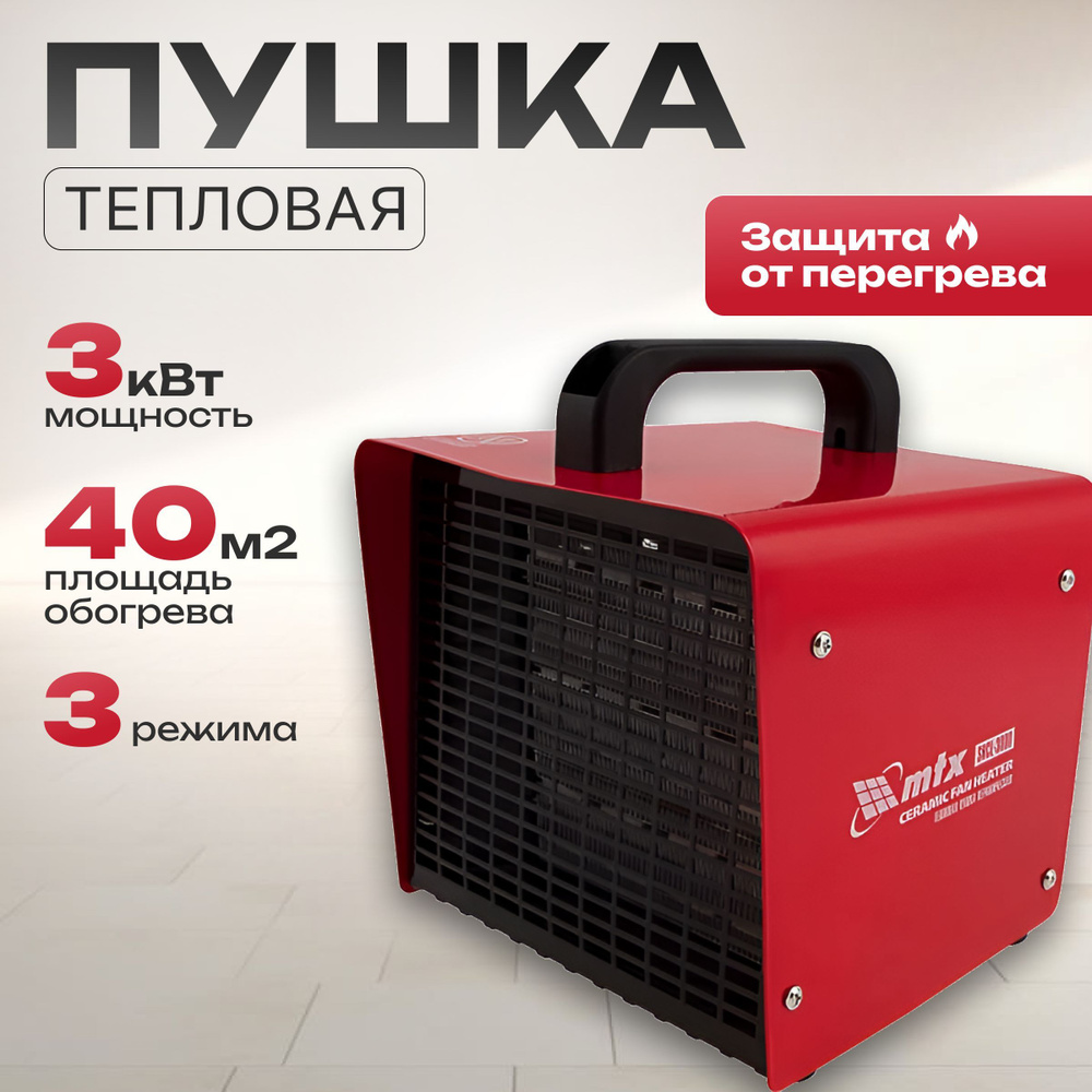 Тепловая пушка керамическая SHCL-3000, квадратная, 230 В, 480 м3/ч, 1,5/3 кВт// MTX  #1