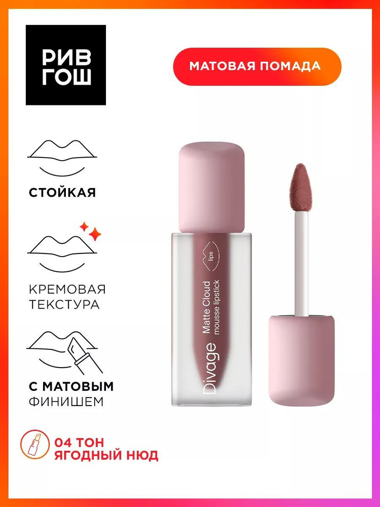 DIVAGE Помада для губ жидкая матовая Matte Cloud Liquid Lipstick, 3 мл, 04  #1