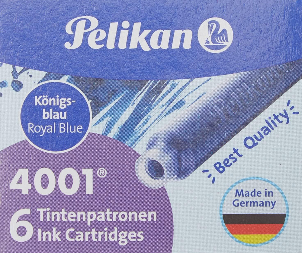 Картриджи для перьевых ручек Pelikan 4001 Royal Blue (Королевский синий) (в упаковке 6 картриджей). TP/6 #1