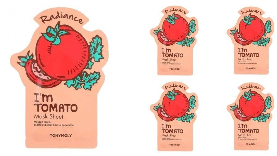 Tonymoly Тканевая маска для сияния кожи I'am Tomato Mask - Skin Glow, с экстрактом томата, 21 мл, 5 шт #1