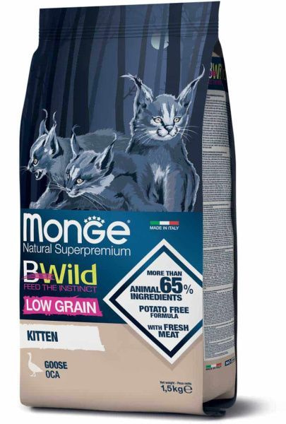 Monge BWild Cat GRAIN FREE KITTEN беззерновой корм с Гусем для котят 1.5 кг.  #1