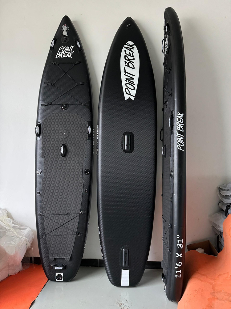 SUP board Point Break CARBON RAGE Black с закладной для установки паруса , Надувная SUP доска 3 слоя, #1