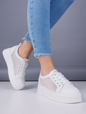 Кеды в сеточку из натуральной кожи женские купить на OZON по