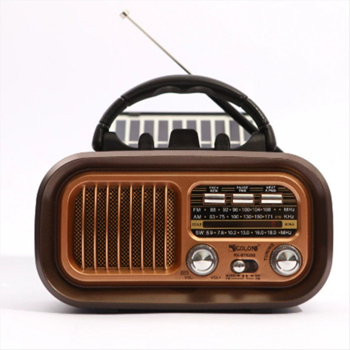 ПортативноеРетро-Радио-AM/FM/SW,Bluetooth,СолнечнаяБатарея/БатареяD/USB-C