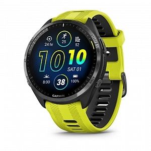 GarminСмарт-часыForerunner965,CarbonGreyDLCTitaniumBezelwithBlackCaseandAmpYellow/BlackSiliconeBand