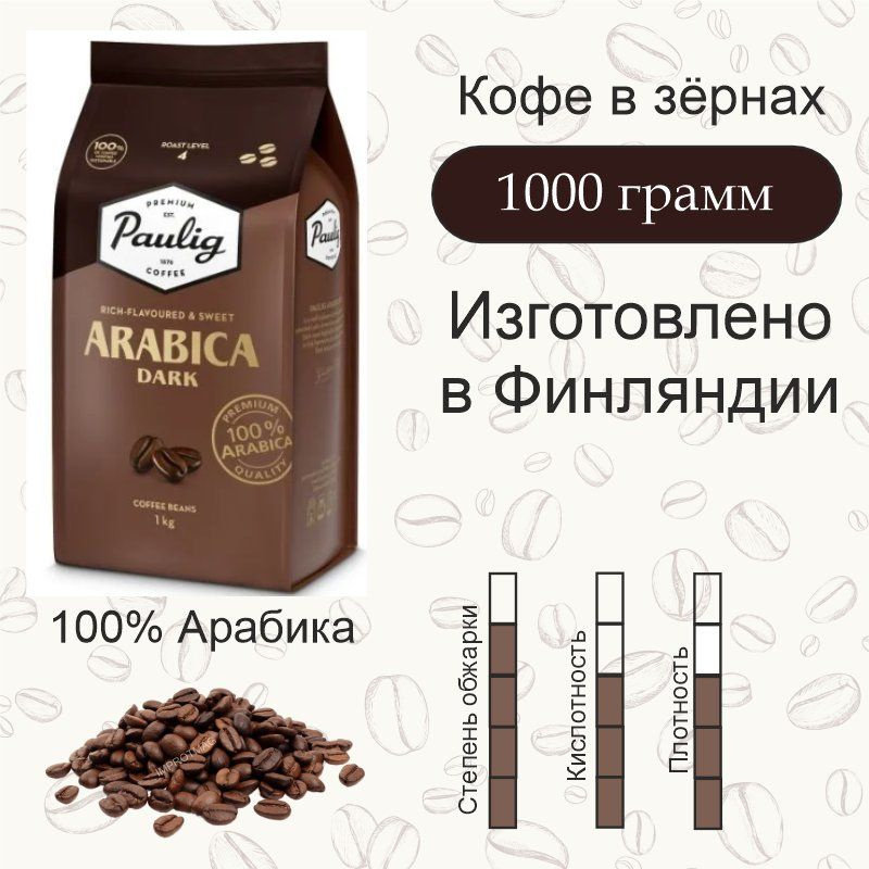 Кофе в зернах Paulig Arabica Dark, арабика, 1 кг. Финляндия #1