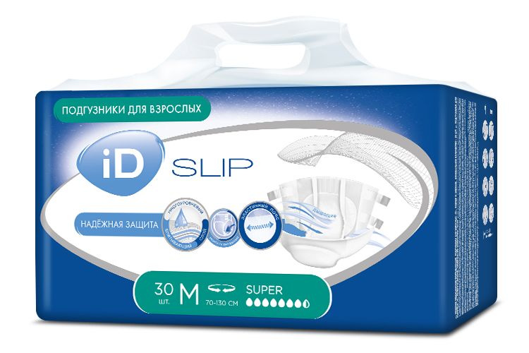 Подгузники для взрослых iD Slip Medium, объем талии 70-120 см, 30 шт.  #1