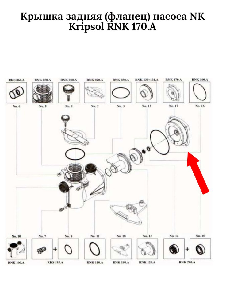 Крышка задняя (фланец) насоса NK Kripsol RNK 170.A #1