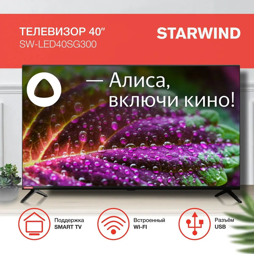STARWIND Телевизор с Алисой и Wi-Fi SW-LED40SG300 40" Full HD, черный #1