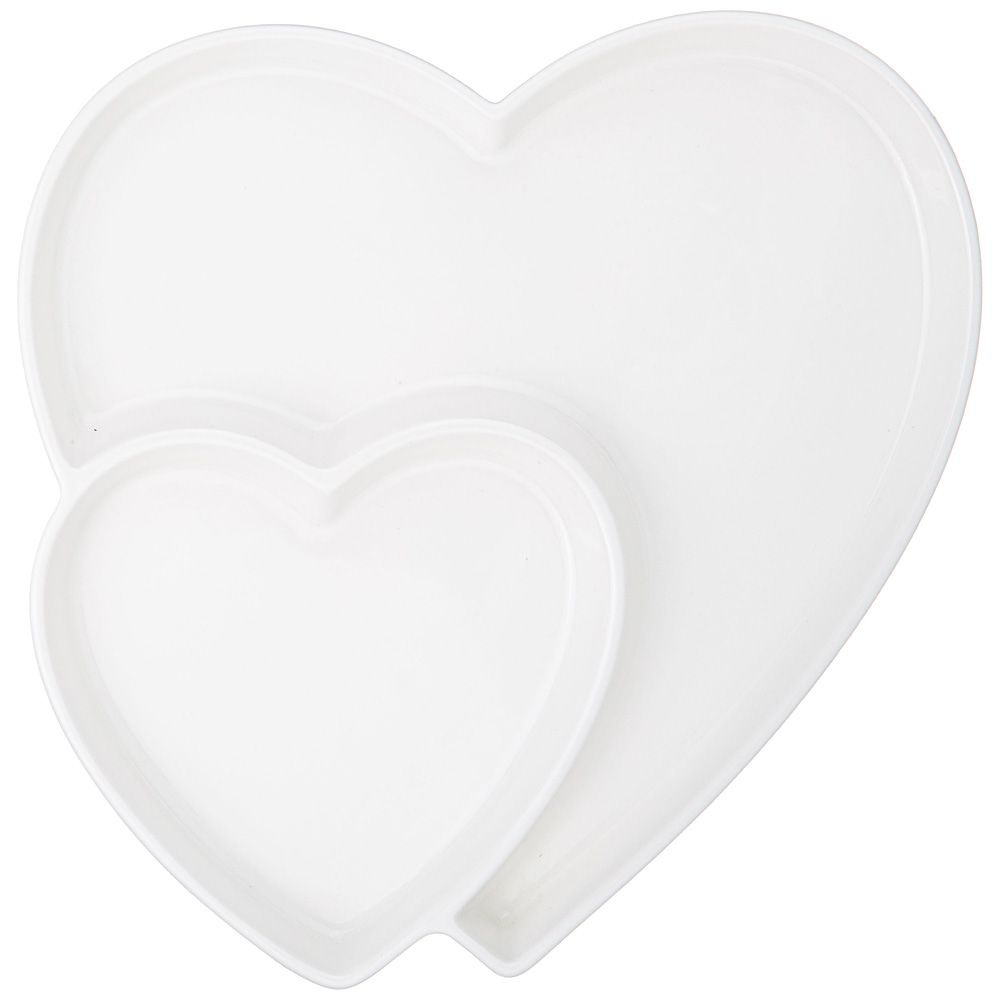 Менажница из фарфора LEFARD "NATIVE" в форме сердец 2 секции 27 х 26,5 х 2,6 см  #1