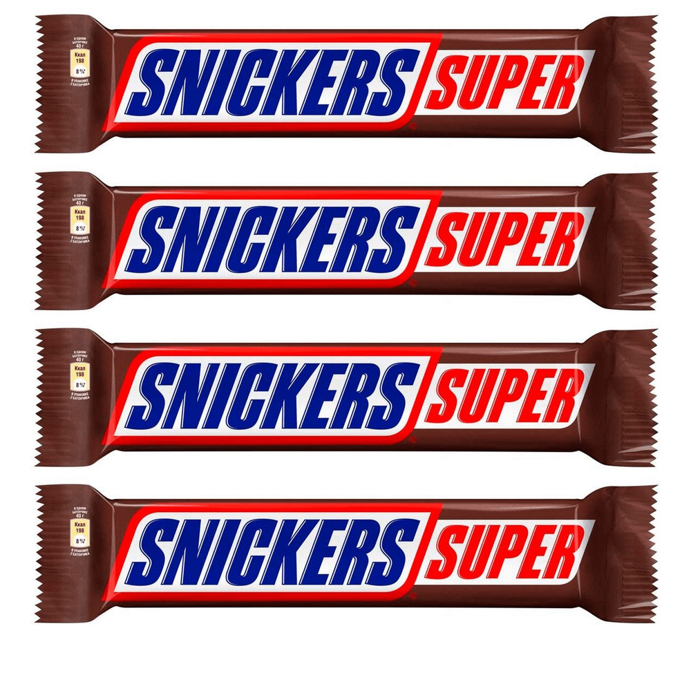 Шоколадный Батончик Snickers Super Шоколадный С Нугой-Карамелью-Арахисом, 4 шт по 80 г  #1