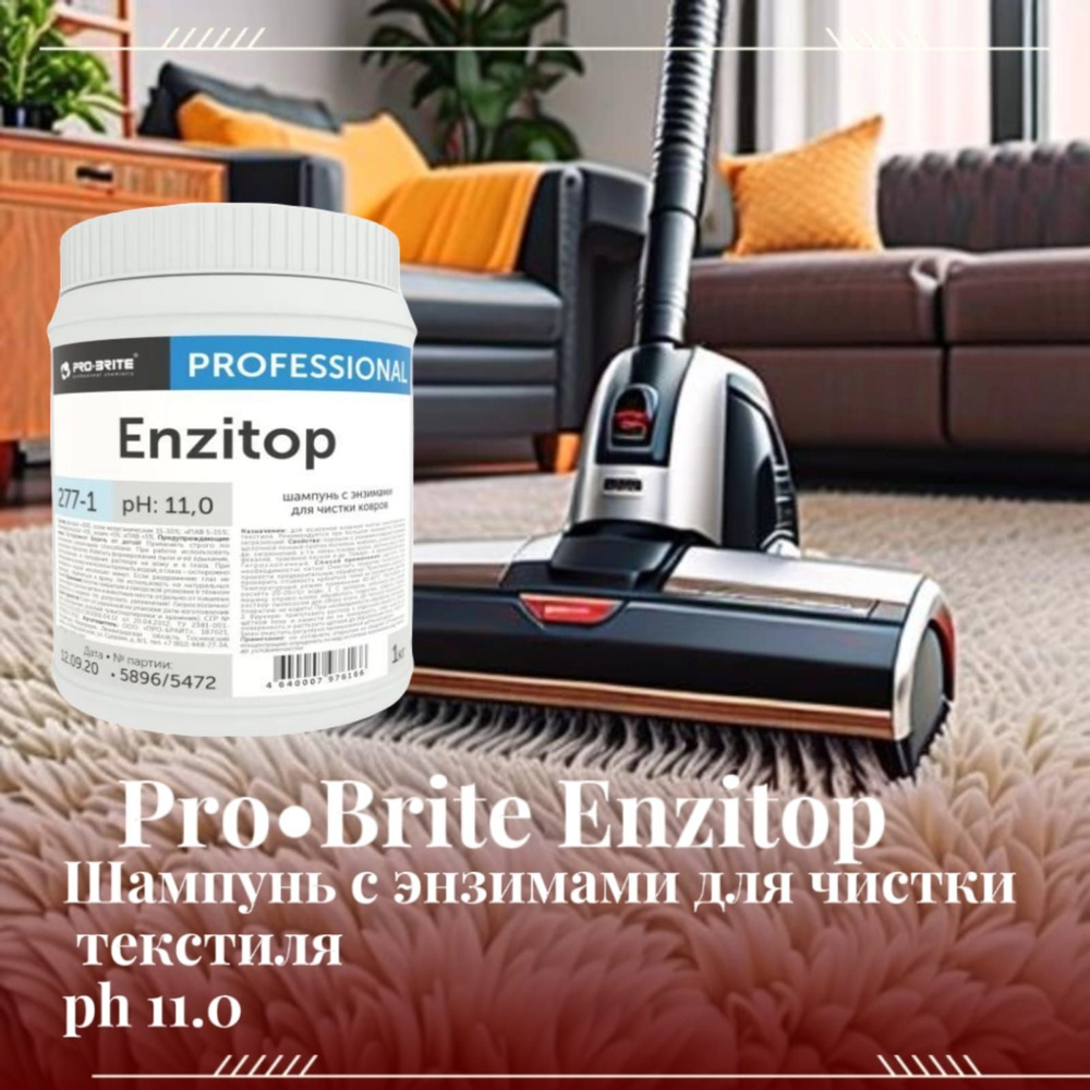 Энзитоп Шампунь с энзимами для чистки текстиля, PRO BRITE Enzitop, 1кг  #1