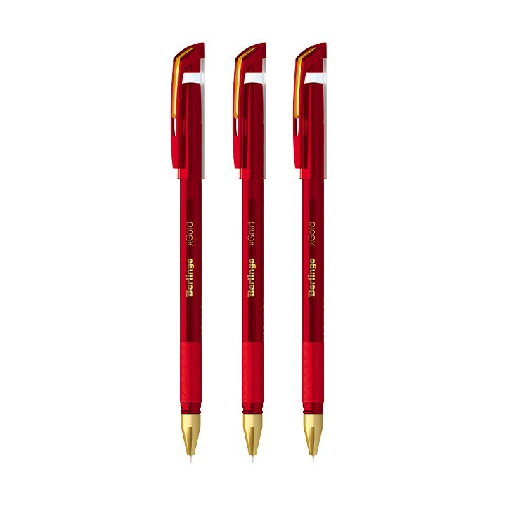 Ручки красные шариковые Berlingo xGold, набор 3 штуки #1