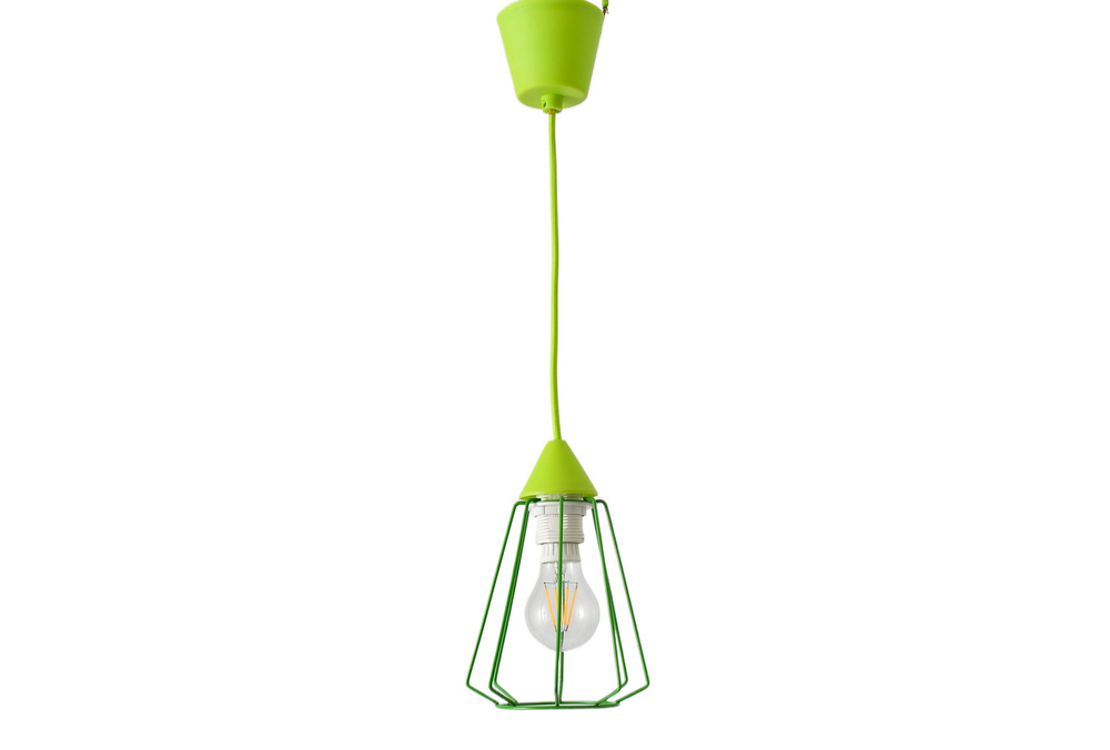 Люстра подвесная на 1 лампу E27 / Светильник потолочный с металлическим абажуром / Подвес зелёный Лофт #1