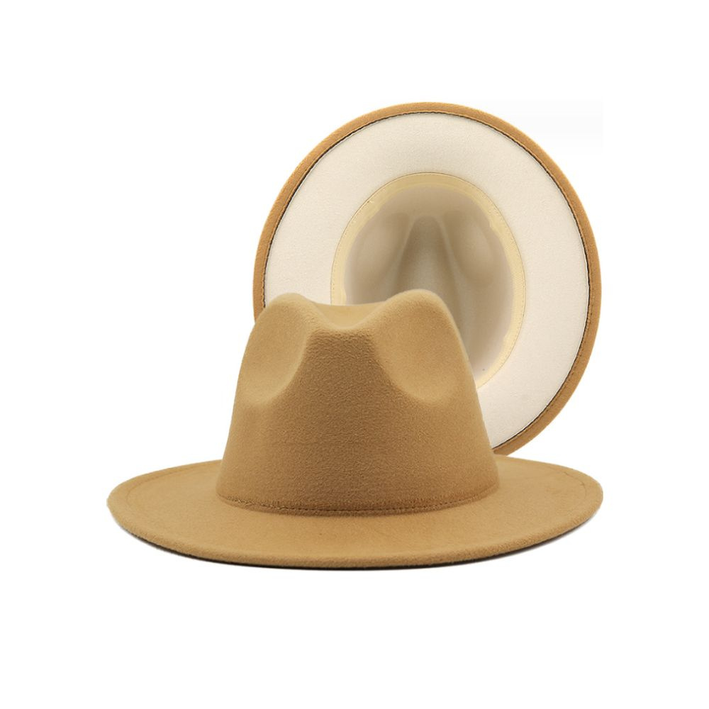 Шляпа Федора фетровая 2 цвета, песочный+бежевый #1