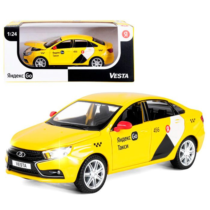 Модель металлическая 1:24, Lada Vesta Такси, свет-звук, жёлтая, 3+  #1