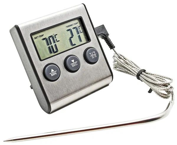 Кулинарный электронный термометр с выносным щупом, таймером и сигнализацией (для духовки, мяса, сыроделия #1