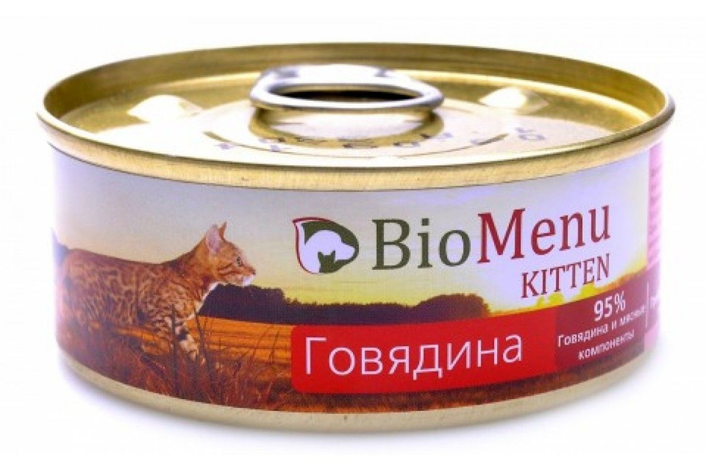 BioMenu Kitty Консервы для Котят Паштет с Говядиной 100г х 24 шт #1