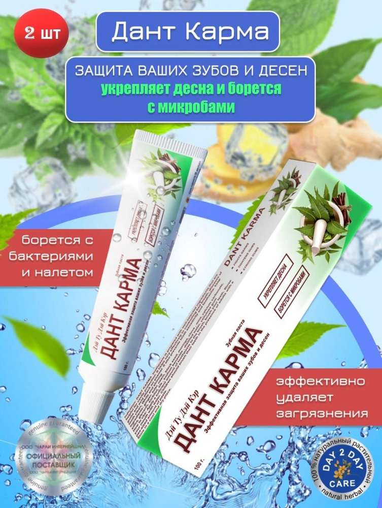 Дэй Ту Дэй Кэр Зубная паста ДАНТ КАРМА ТРАВЯНАЯ / Day 2 Day DANT KARMA HERBAL 100 г - 2 шт  #1