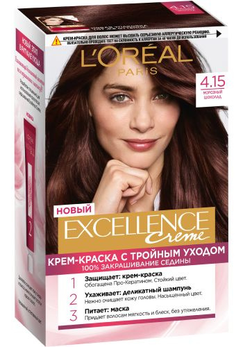 L'Oreal Paris Крем-краска для волос Excellence Creme, 4.15 Морозный шоколад, стойкая, Лореаль  #1