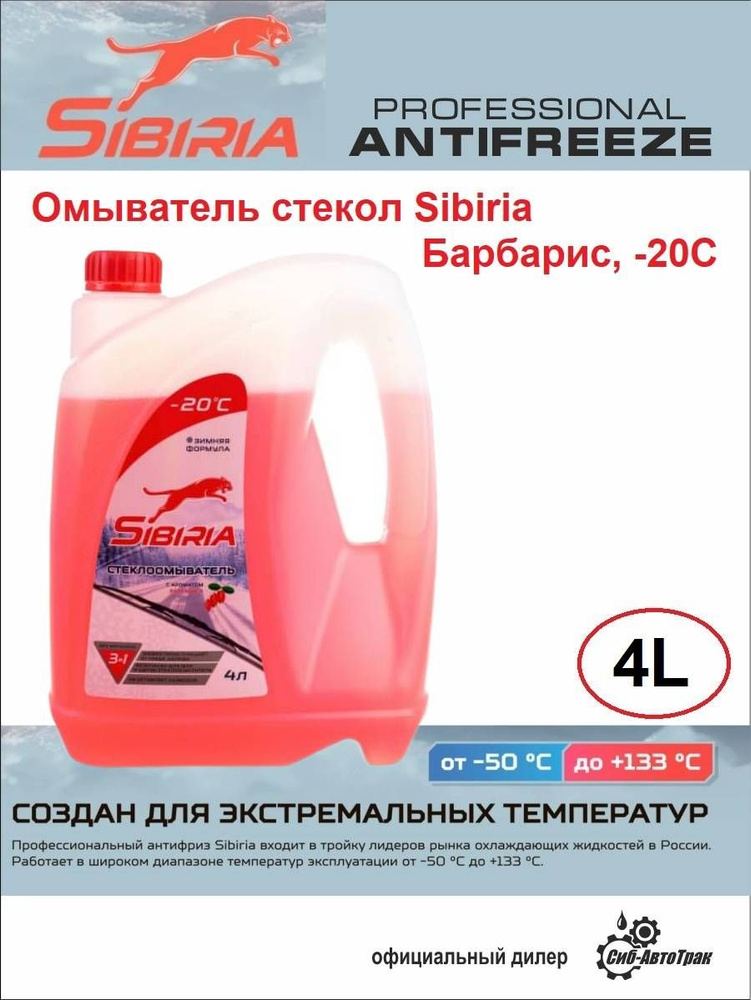 Sibiria Жидкость стеклоомывателя Барбарис -20°C 4 л #1