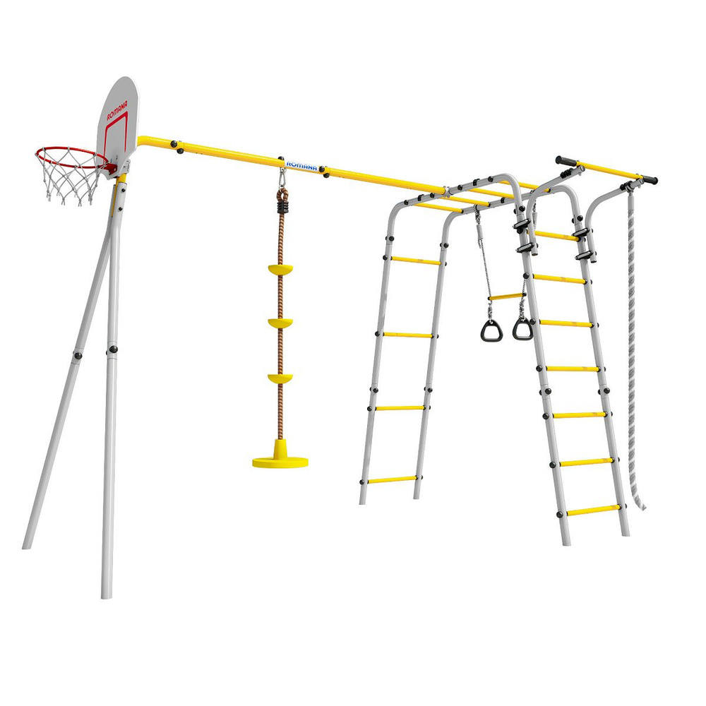 Детский спортивный комплекс для дачи ROMANA Акробат - 2, качели диск (желтый/серый)  #1