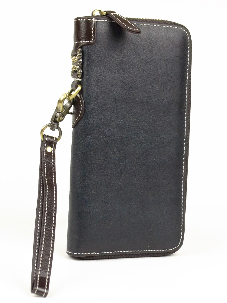 Мужской портмоне клатч из натуральной кожи, синий, 20x10x3см  #1